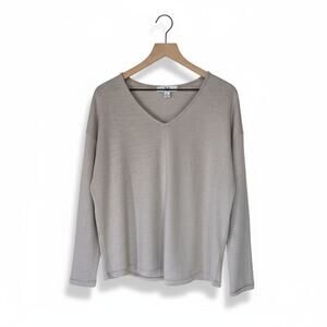 Magaschoni Taupe Lightweight V-Neck Sweater Size Medium